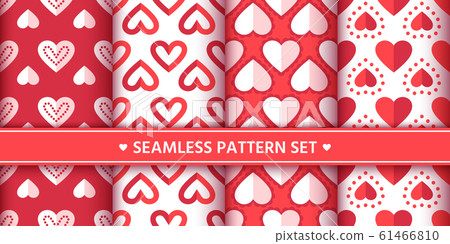heart seamless pattern set love valentine romantic - Stock Illustration ...
