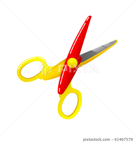 Stationery colored plastic scissors icon isolated on white, vector illustration. 61467579