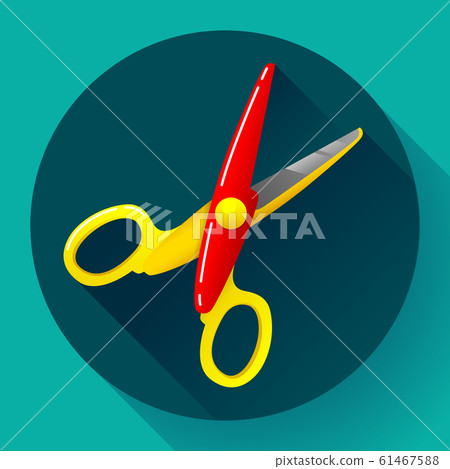 Stationery colored plastic scissors icon, vector illustration. 61467588