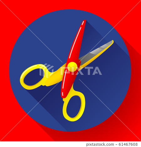 Stationery colored plastic scissors icon, vector illustration. 61467608