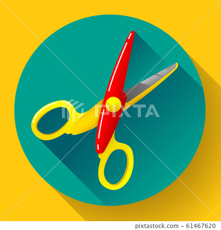 Stationery colored plastic scissors icon, vector illustration. Stationery colored plastic scissors icon, vector illustration. 61467620