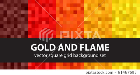 Pixel pattern set Gold and Flame. Vector seamless 61467693