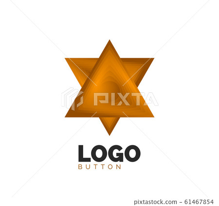 Triangle icon geometric logo template. Minimal geometrical design, 3d geometric bold symbol in relief style with color blend steps effect. Vector Illustration For Button, Banner, Background 61467854