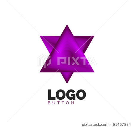 Triangle icon geometric logo template. Minimal geometrical design, 3d geometric bold symbol in relief style with color blend steps effect. Vector Illustration For Button, Banner, Background Triangle icon geometric logo template. Minimal geometrical design, 3d geometric bold symbol in relief style with color blend steps effect. Vector Illustration For Button, Banner, Background 61467884