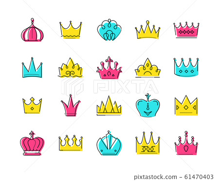 Crowns collection - set of colorful vector icons Crowns collection - set of colorful vector icons 61470403