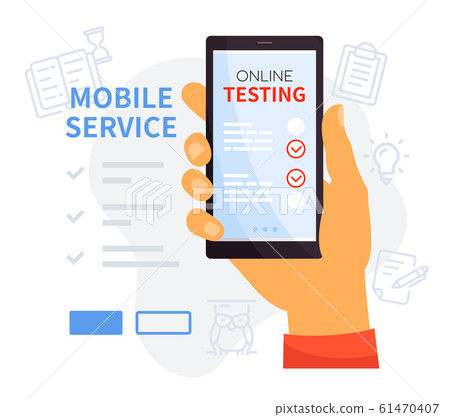Online testing mobile service - colorful vector illustration Online testing mobile service - colorful vector illustration 61470407