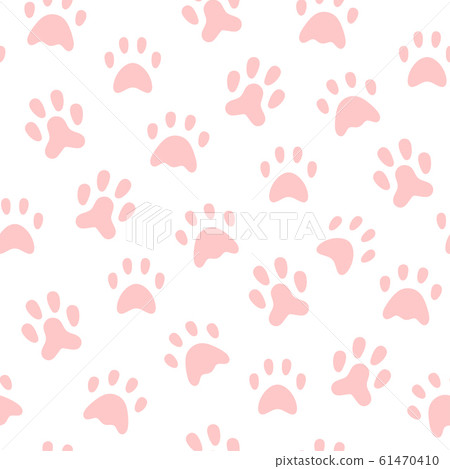 Cat footprints collection - flat design style seamless background Cat footprints collection - flat design style seamless background 61470410