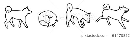 Line drawing, monochrome, Shiba Inu 61470832