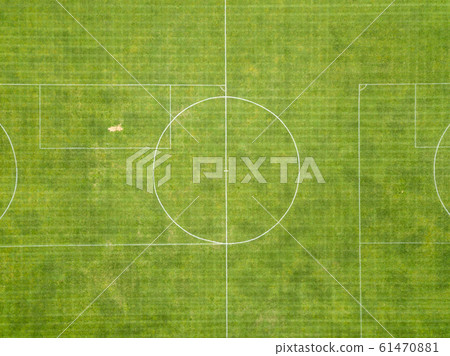 Vertical view of center circle at local soccer field Vertical view of center circle at local soccer field 61470881