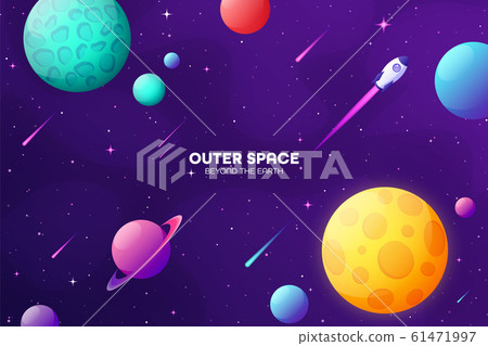 Space futuristic modern colorful background with rocket. Starship, spaceship in night sky. Solar Space futuristic modern colorful background with rocket. Starship, spaceship in night sky. Solar 61471997