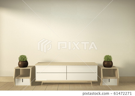 Tv cabinet in modern empty room Japanese - zen 61472271