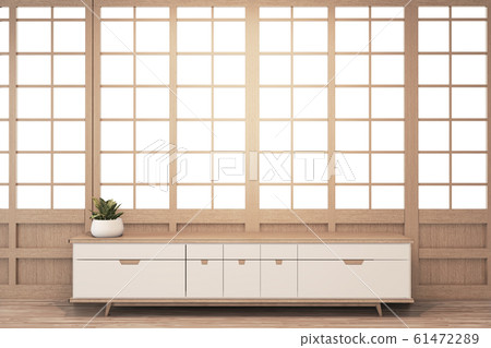 Cabinet wooden japanese design on living room zen Cabinet wooden japanese design on living room zen 61472289
