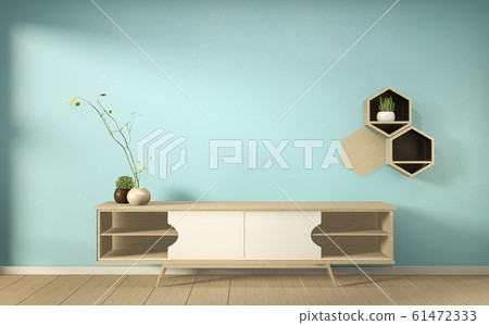 Tv shelf in mint room modern tropical style - Tv shelf in mint room modern tropical style - 61472333