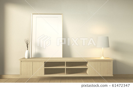 wooden cabinet in modern empty room Japanese - zen wooden cabinet in modern empty room Japanese - zen 61472347