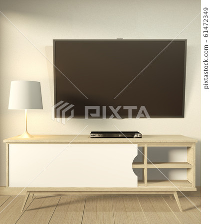 Tv cabinet in modern empty room Japanese - zen Tv cabinet in modern empty room Japanese - zen 61472349