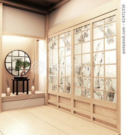 Paper window wooden design on Empty room white on Paper window wooden design on Empty room white on 61472356
