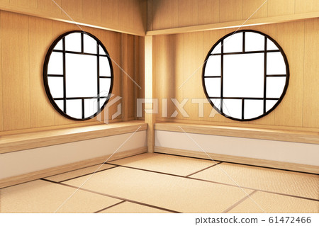 Circle window design on Empty room white on tatami Circle window design on Empty room white on tatami 61472466