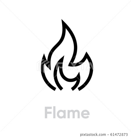 Flame and Fire vector icon. Editable line... - Stock Illustration ...
