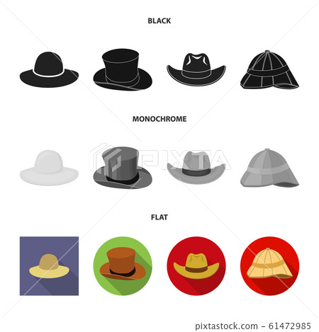 Isolated object of hat and cap logo. Set of hat and model vector icon for stock. 61472985