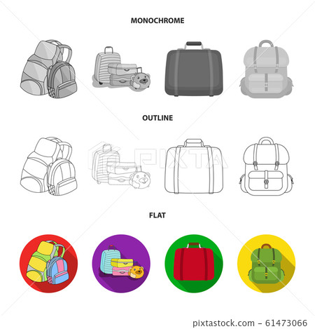 Isolated object of backpack and bag icon. Set of backpack and school stock symbol for web. Isolated object of backpack and bag icon. Set of backpack and school stock symbol for web. 61473066