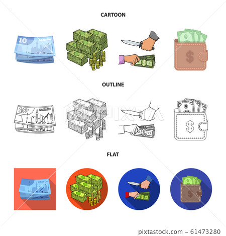 Vector design of cash and currency logo. Set of cash and stack stock symbol for web. 61473280