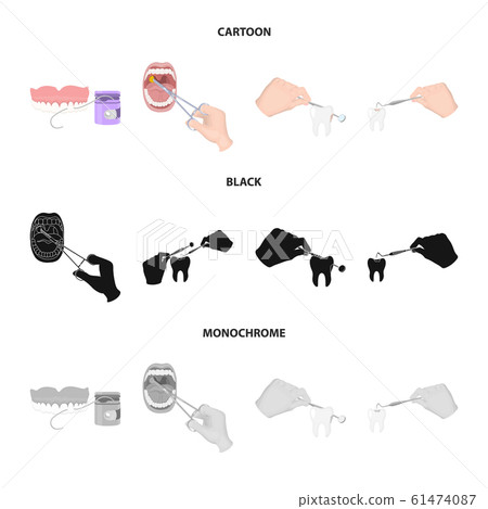 Isolated object of tooth and happy icon. Collection of tooth and whitening vector icon for stock. 61474087