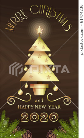 Greeting card with Christmas tree for Year 2020 - Stock Illustration ...