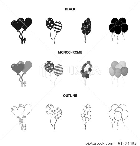 Vector design of happy and fun sign. Set of happy and balloon vector icon for stock. 61474492