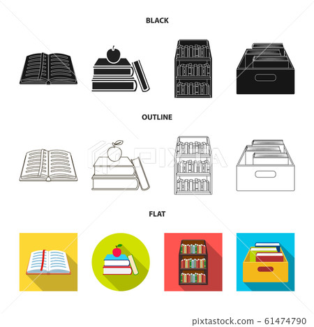 Isolated object of library and textbook icon. Collection of library and school stock vector illustration. 61474790
