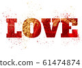 Word LOVE made of red and gold nail polish isolated on white. 61474874