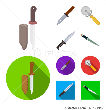 Isolated object of knife and cut sign. Collection of knife and flat stock symbol for web. 61474952