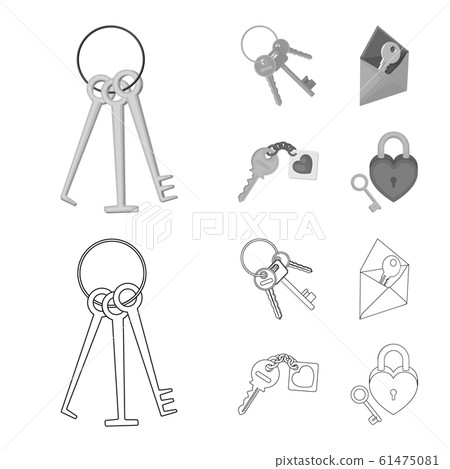 Vector illustration of key and protection icon. Set of key and security stock symbol for web. 61475081