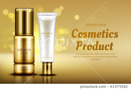 Cosmetics beauty product bottles with bokeh 61475082