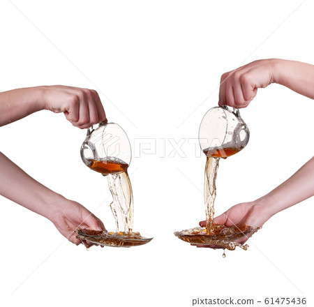 collage Glass cup of tea with splash collage Glass cup of tea with splash 61475436