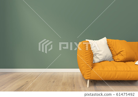 Mock up green chidren room interior minimal 61475492