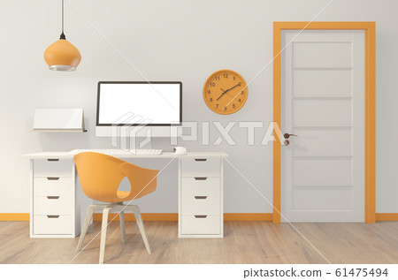 Mock up computer with blank screen and decoration Mock up computer with blank screen and decoration 61475494