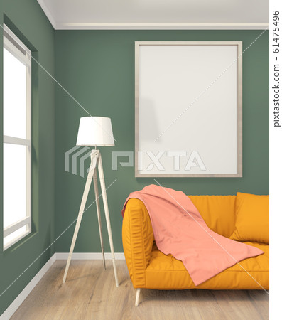 Mock up green chidren room interior minimal 61475496