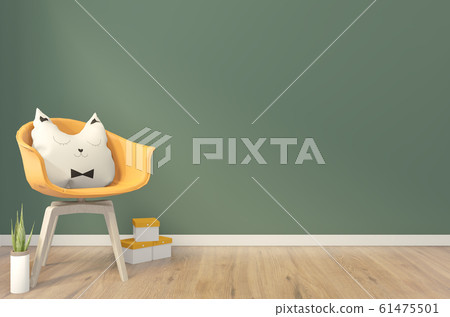 Mock up green chidren room interior minimal Mock up green chidren room interior minimal 61475501