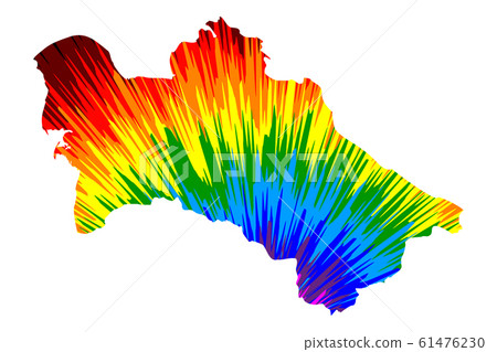 Turkmenistan - map is designed rainbow abstract Turkmenistan - map is designed rainbow abstract 61476230