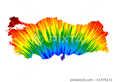Turkey - map is designed rainbow abstract colorful Turkey - map is designed rainbow abstract colorful 61476231