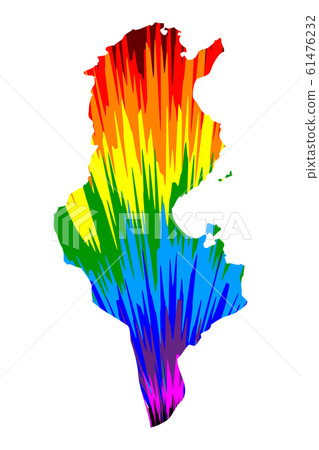 Tunisia - map is designed rainbow abstract 61476232