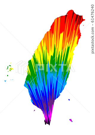 Taiwan - map is designed rainbow abstract colorful 61476240