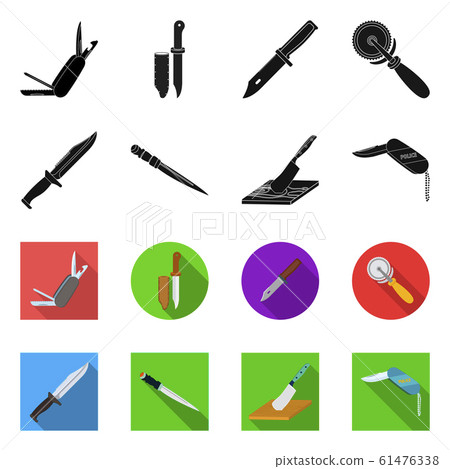 Vector design of knife and cut symbol. Collection of knife and flat vector icon for stock. 61476338