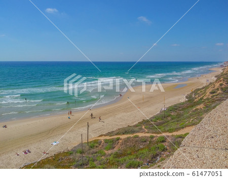 Netanya Beach on the Mediterranean Sea in Netanya, Israel 61477051