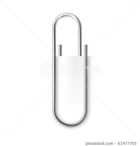 Realistic metal paper clip isolated on white background. Page holder, binder. Vector illustration. 61477705