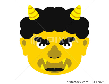 插圖:Oni Oni Setsubun豆Maki材料面部表情臉Kio Kiiro Oni黃色黃色(帶有矢量) 插圖:Oni Oni Setsubun豆Maki材料面部表情臉Kio Kiiro Oni黃色黃色(帶有矢量) 61478259