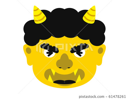 插圖:Oni Oni Setsubun豆Maki材料面部表情臉Kio Kiiro Oni黃色黃色(帶有矢量) 插圖:Oni Oni Setsubun豆Maki材料面部表情臉Kio Kiiro Oni黃色黃色(帶有矢量) 61478261