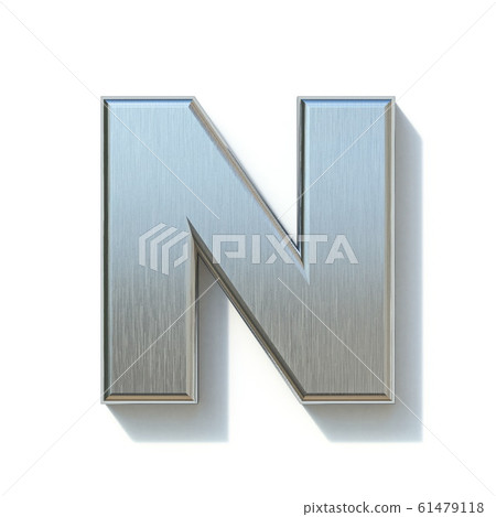 Brushed metal font Letter N 3D 61479118