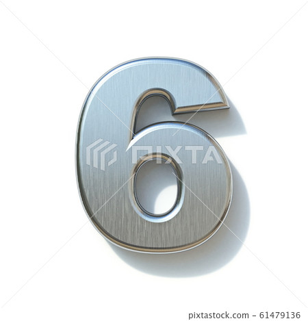 Brushed metal font Number 6 SIX 3D Brushed metal font Number 6 SIX 3D 61479136