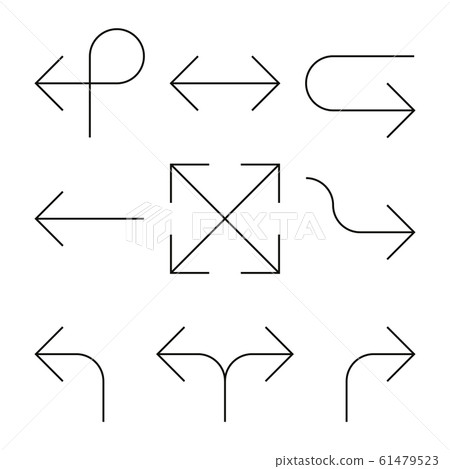 Set of arrows. Simple thin black line arrow... - Stock Illustration ...